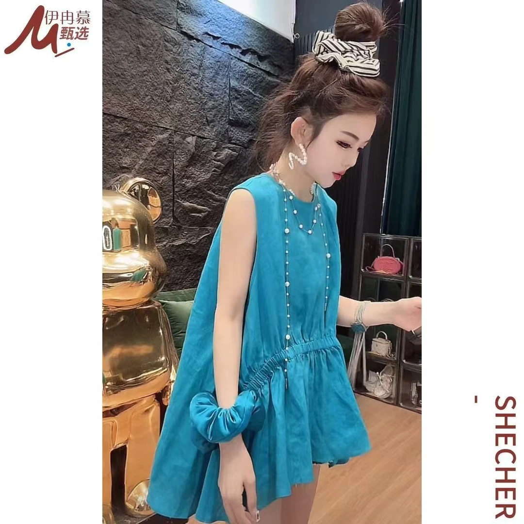 【伊冉慕甄选】静奢风通勤纯欲风法式背心拼接时尚无袖上衣9917预