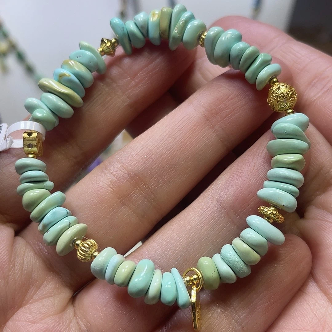 绿松石银S925镀金镶嵌单圈