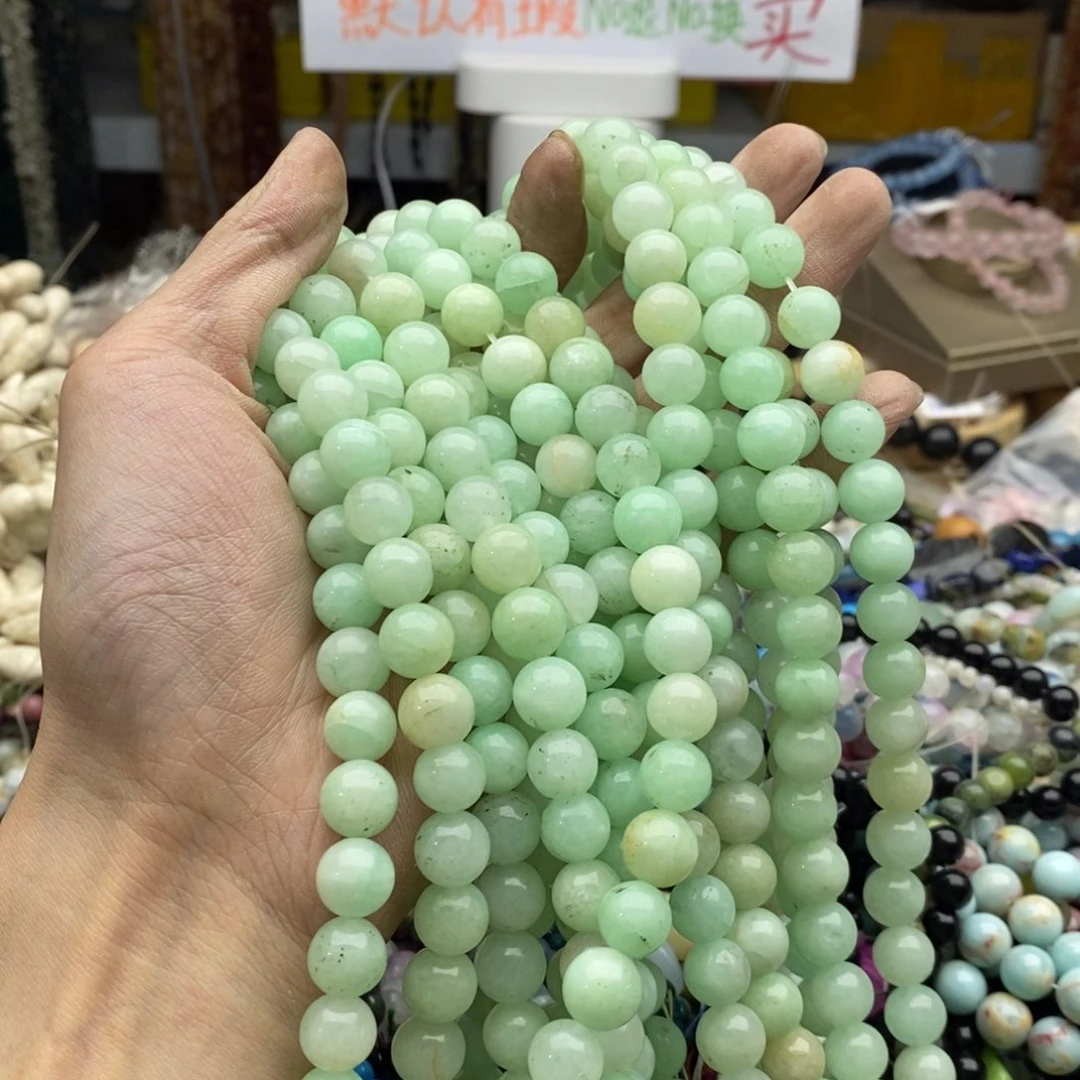 玛瑙/玉髓未镶嵌珠宝半成品一条10mm绿玉L410
