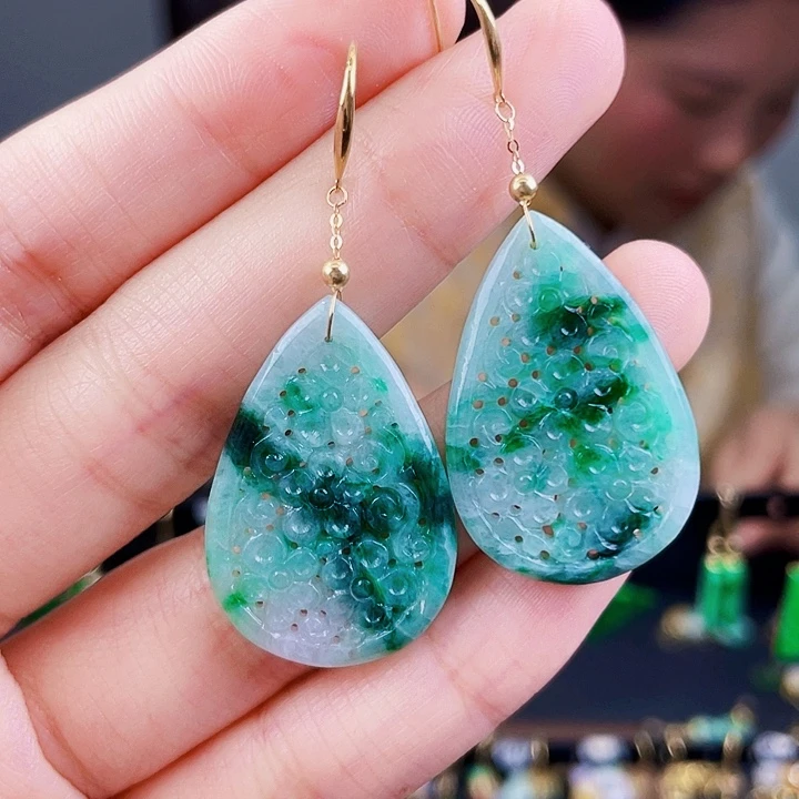 翡翠耳饰18K金镶嵌饰品