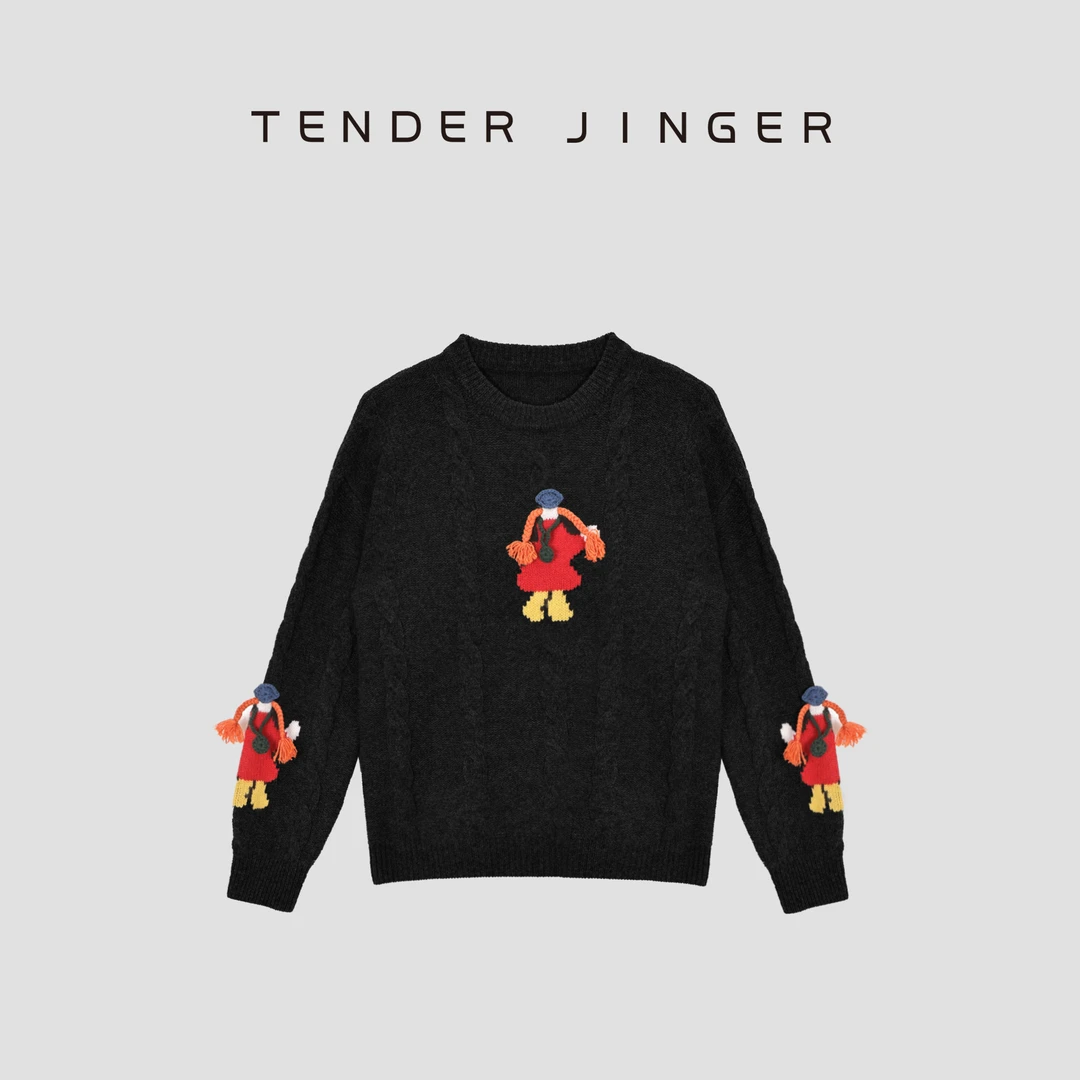 Tender Jinger ｜线下专供绞花手工编织套头羊毛针织衫T54MII50261