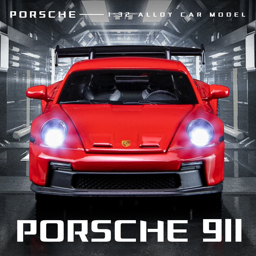 21008仿真1/32合金911跑车儿童声光回力汽车模型玩具车