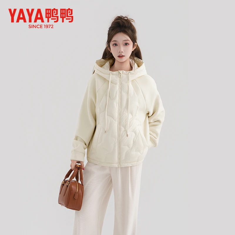 YAYA/鸭鸭时尚运动休闲百搭女士连帽羽绒服DMX25510