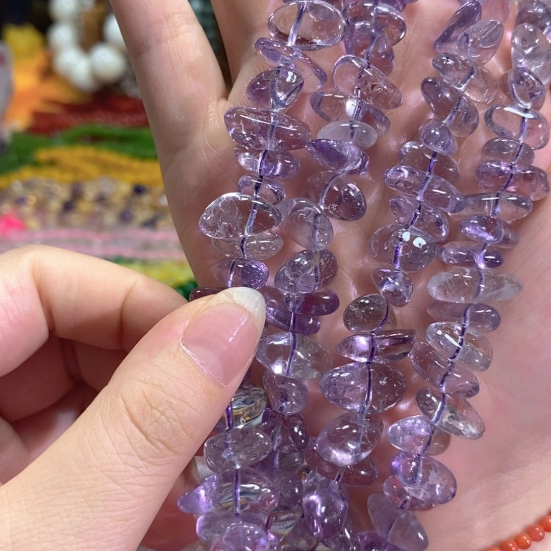 玛瑙/玉髓未镶嵌珠宝半成品紫水晶中孔一条16mm