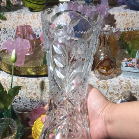 有机玻璃微瑕中古德国水晶花瓶