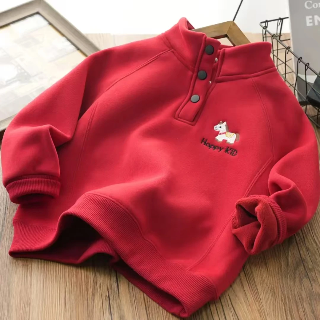 【海涛大叔】儿童小马刺绣前门卫衣25冬季新款中大童-MT25226   Y