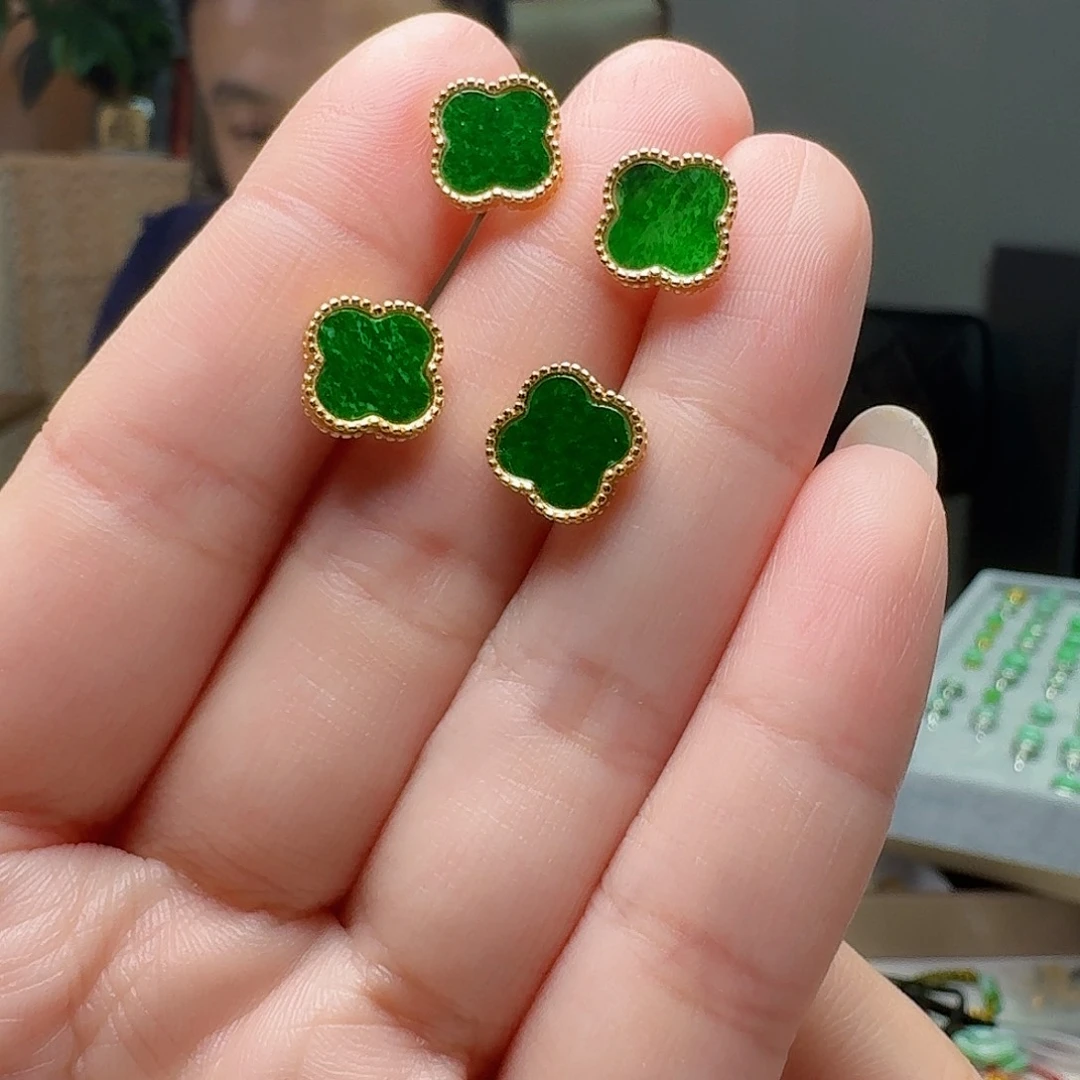 翡翠银S925镶嵌耳饰多样性发货其一