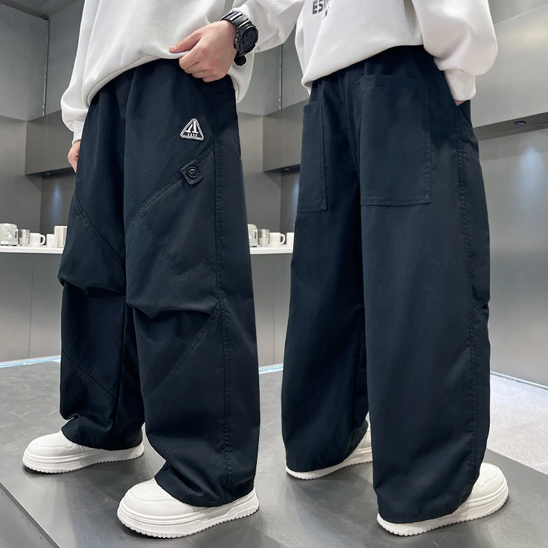 新款爆款工装裤2025阔腿中长裤秋款直筒休闲裤宽松儿童秋装裤子潮