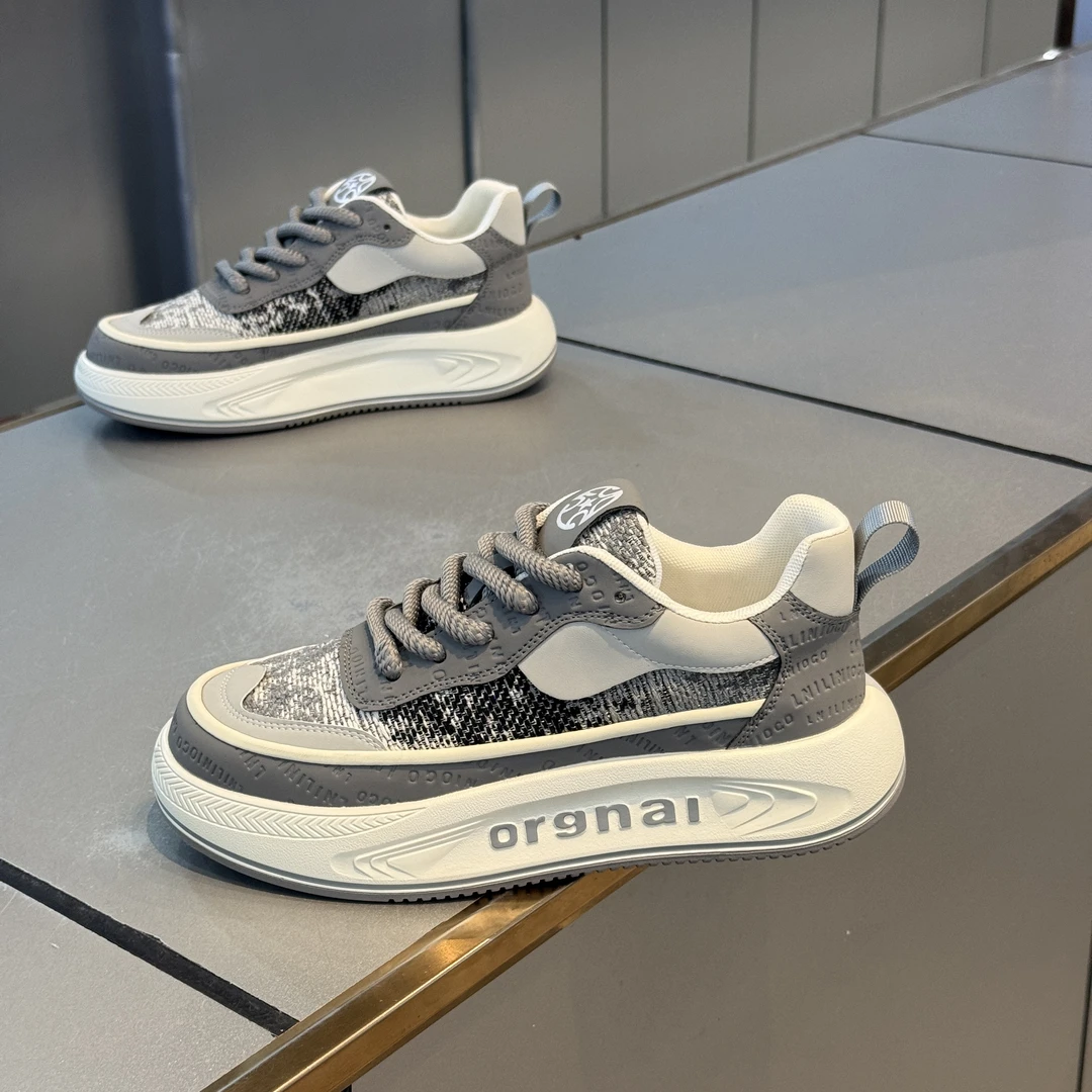 车缝线厚底纳帕纹低帮时尚休闲鞋运动鞋流浪丹宁风