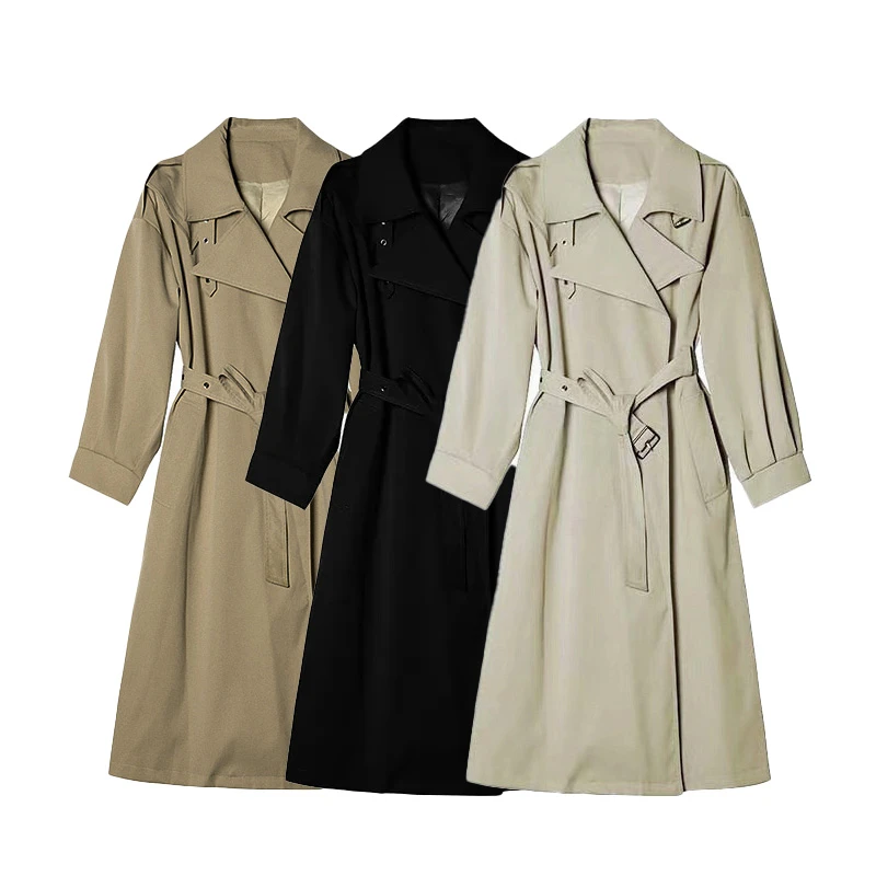 风衣女中长款收腰绑带大衣春秋季新款外套22167