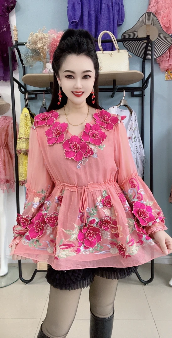 8090-5新款时尚刺绣衫