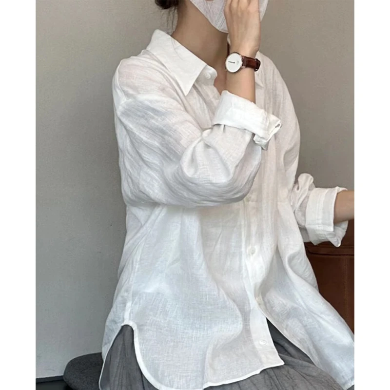 老钱风棉麻衬衫宽松夏季薄款2025新款外搭亚麻高级空调衫防晒衬衣