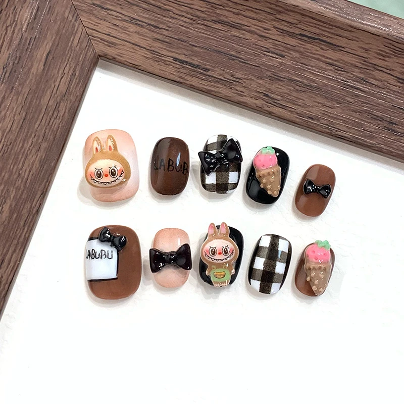 高级感穿戴甲labubu穿戴甲纯手工成人亲子款假甲片美甲穿戴甲片