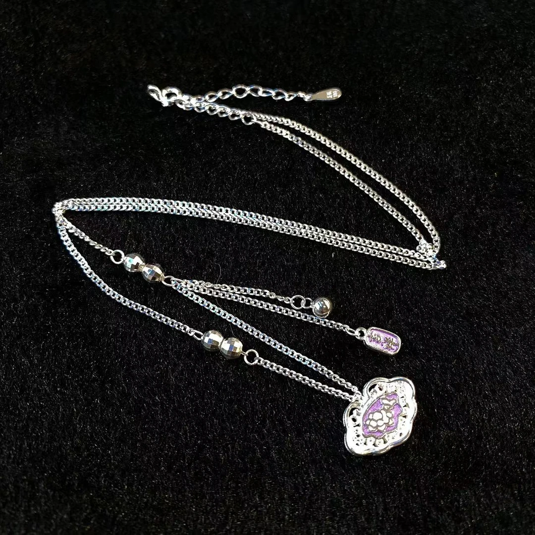 足银银制品 【铭记珠宝】足银如意锁项链9-DM249H208【约45cm】