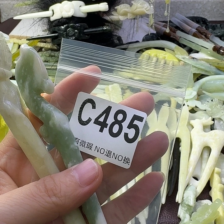 狐***儿合金蛇纹石玉发饰