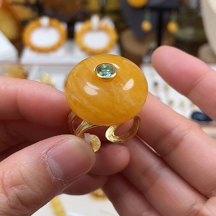 琥珀珠宝奇石银S925镶嵌