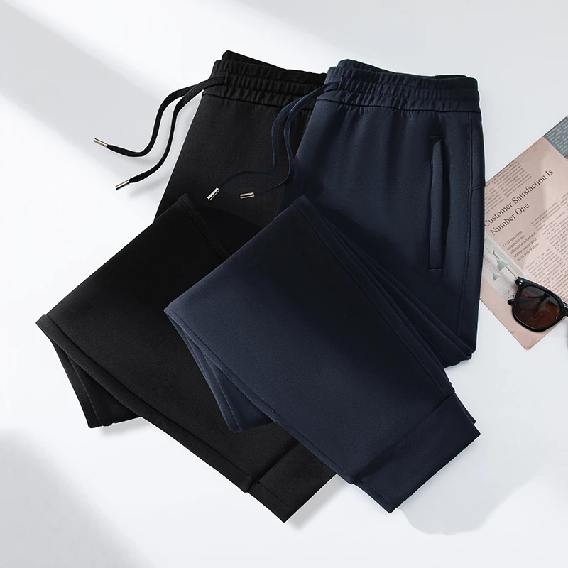 2025春秋季空气层男士运动裤男口袋拉链长裤束脚卫裤宽松运动长裤