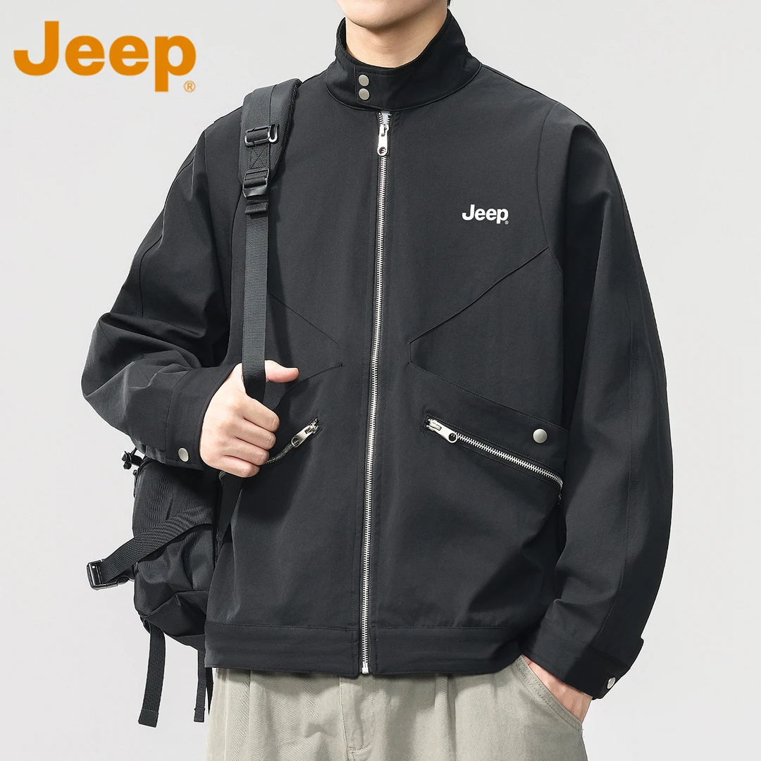JEEP吉普美式潮牌立领夹克男款春秋季宽松休闲户外百搭外套上衣服