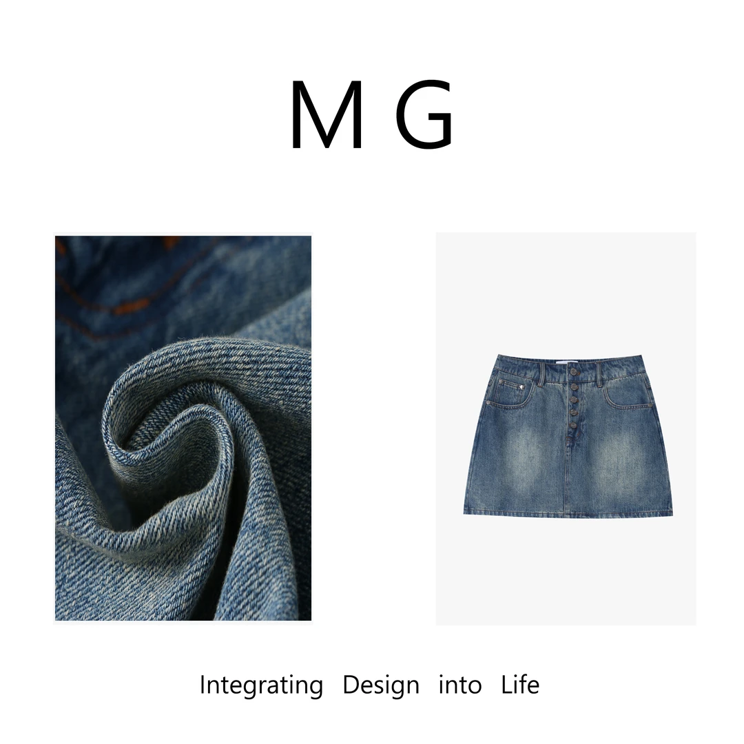木小妹MUAN：《牛仔心意半裙》定制怀旧牛仔短裙半身裙女DG-80069