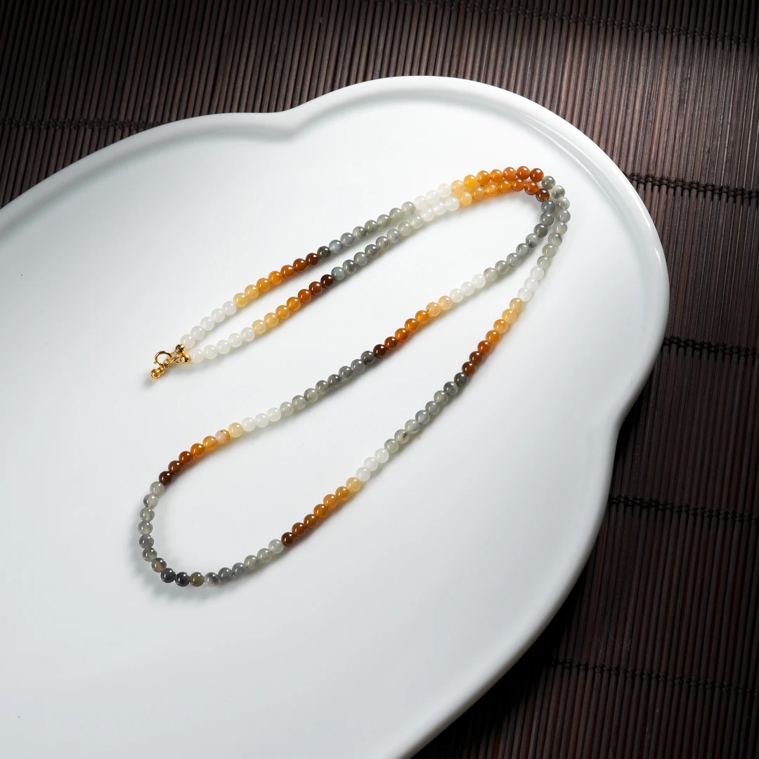 『博姐臻选』·九万枝丨和田玉楼兰三色18K金精品项链约4mm*D7356