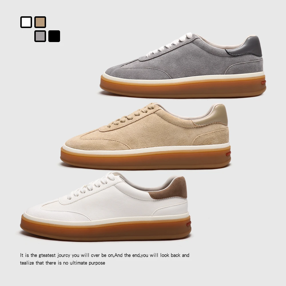 进口头层牛皮LP轻奢复古老钱风德迅鞋男女同款经典厚底休闲小白鞋