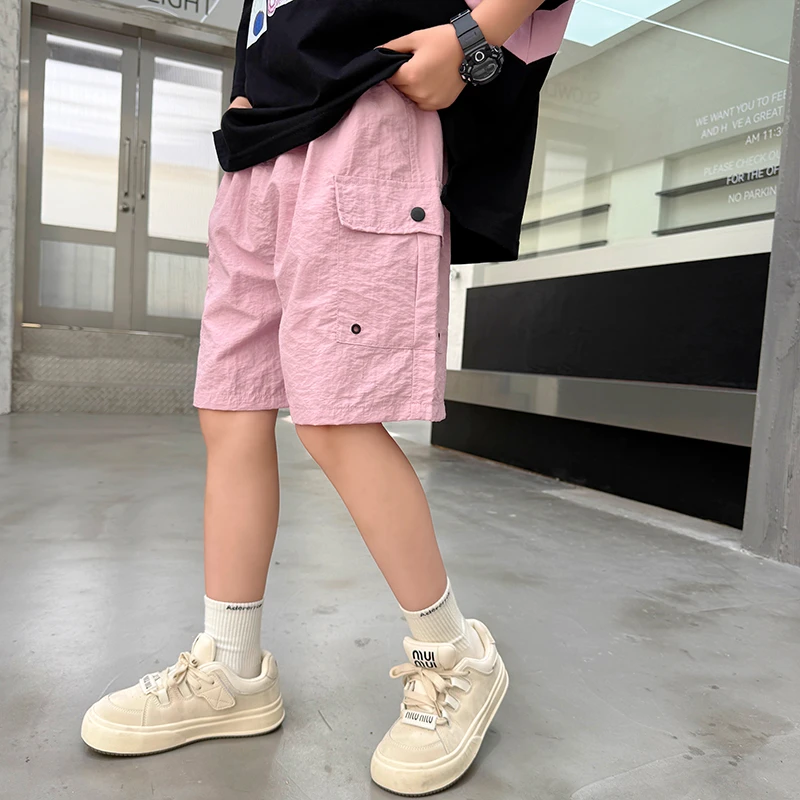 小喆童装小店2025夏季新款粉色工装短裤男女童百搭休闲裤时尚潮流