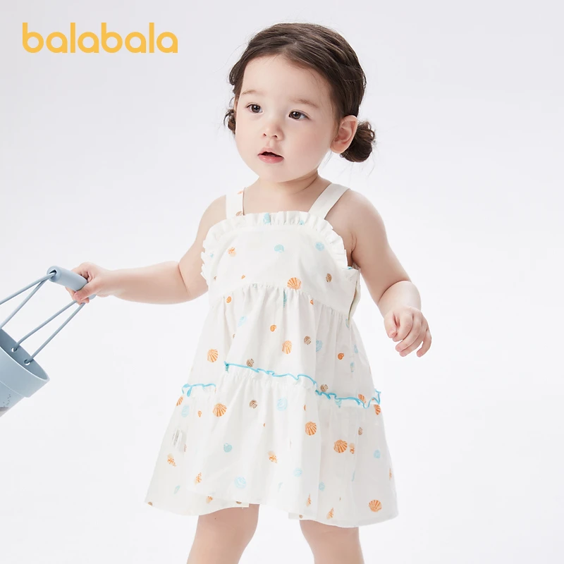 巴拉巴拉女童连衣裙宝宝裙子婴儿公主裙夏装儿童满印洋气甜美气质