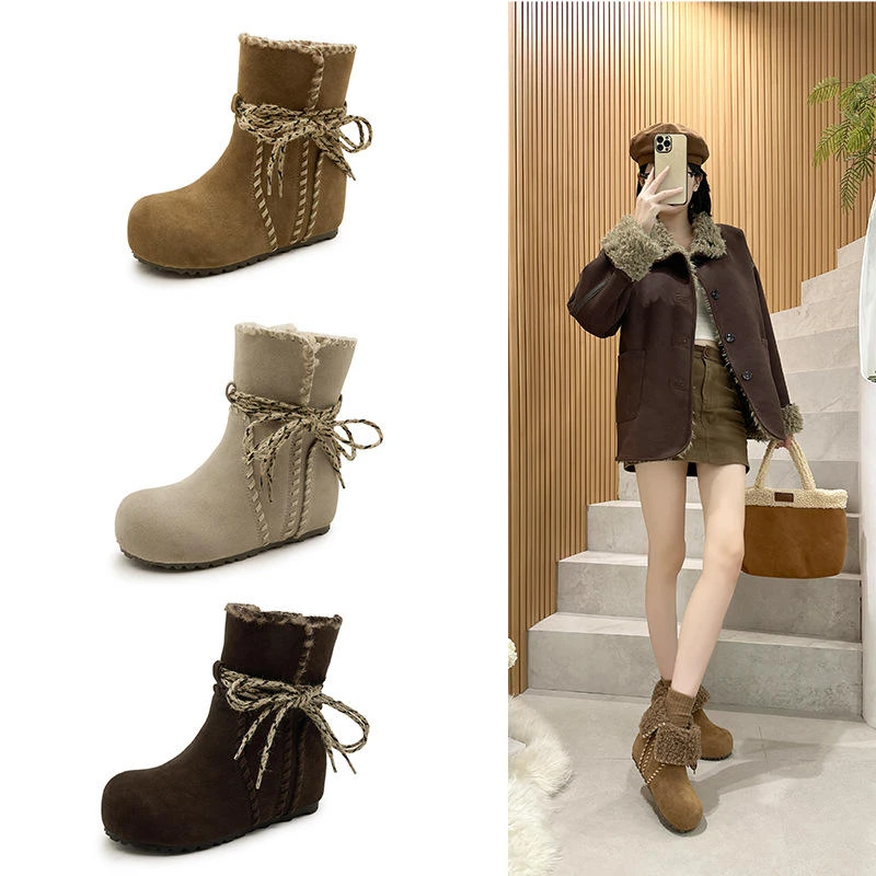隐形内增高7CM雪地靴女2025秋冬新款加绒加厚保暖勃肯鞋潮鞋女