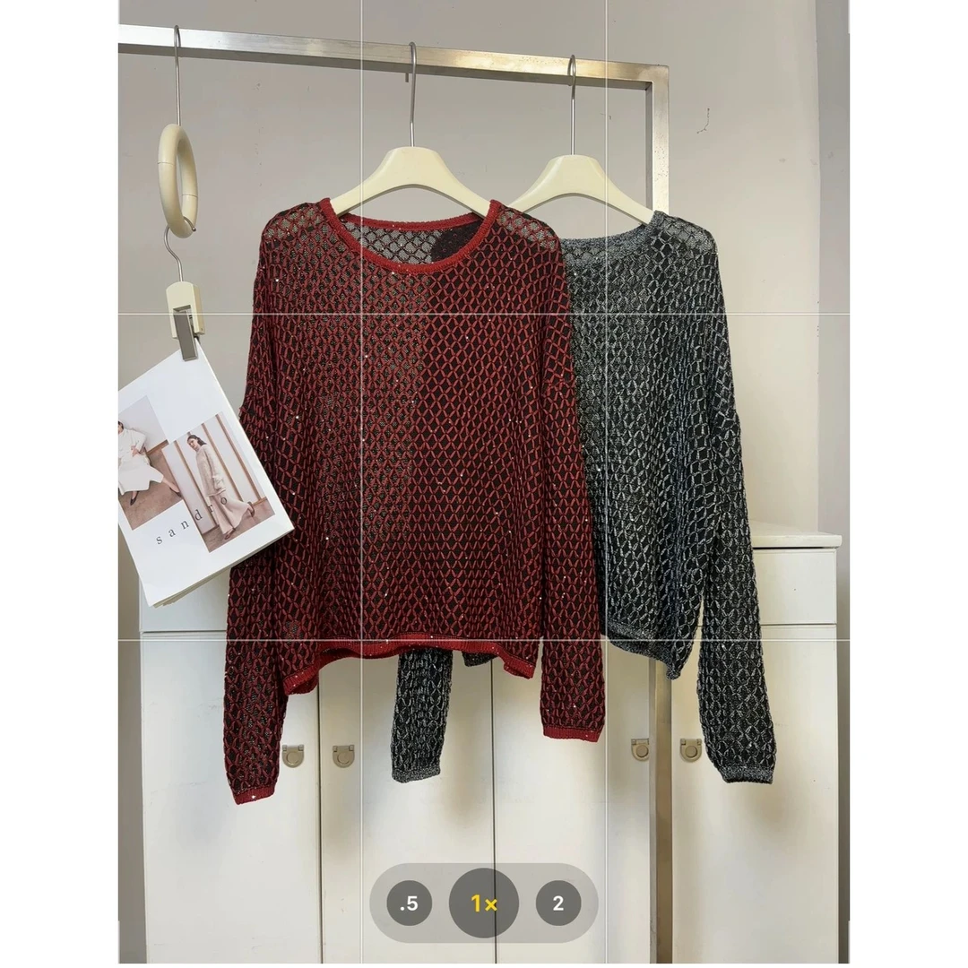 KIKI严选：0039-欧洲站南油原创设计爆款时尚镂空长袖针织衫