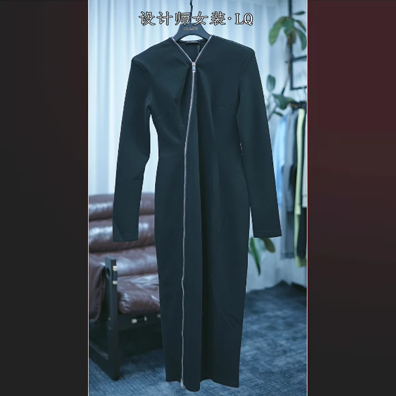 【清 不退差价】设计师款高定侧边拉链款连衣裙10659