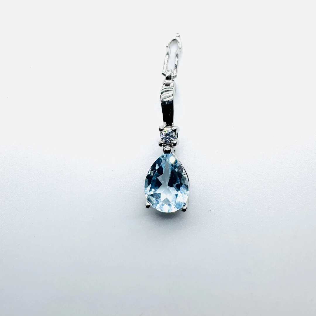 天然托帕石（万能扣）吊坠/通体s925银/2614