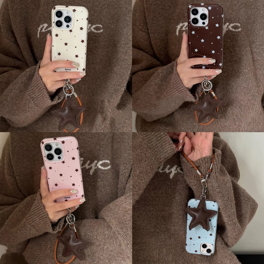 【包相机键】ins韩风星星挂件手绳适用苹果161514手机壳iPhone16pro