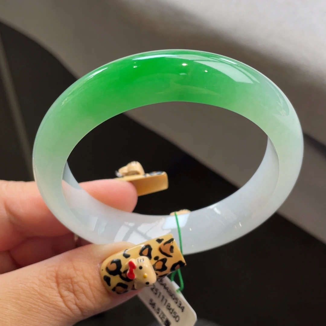 翡翠未镶嵌手镯【高货强推】糯冰正阳绿正圈手镯