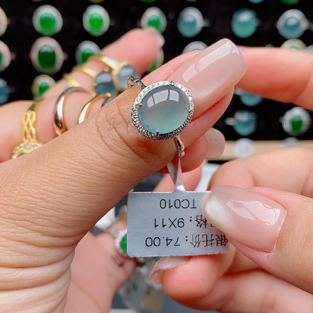 银S925镶嵌戒指翡翠邹*琼