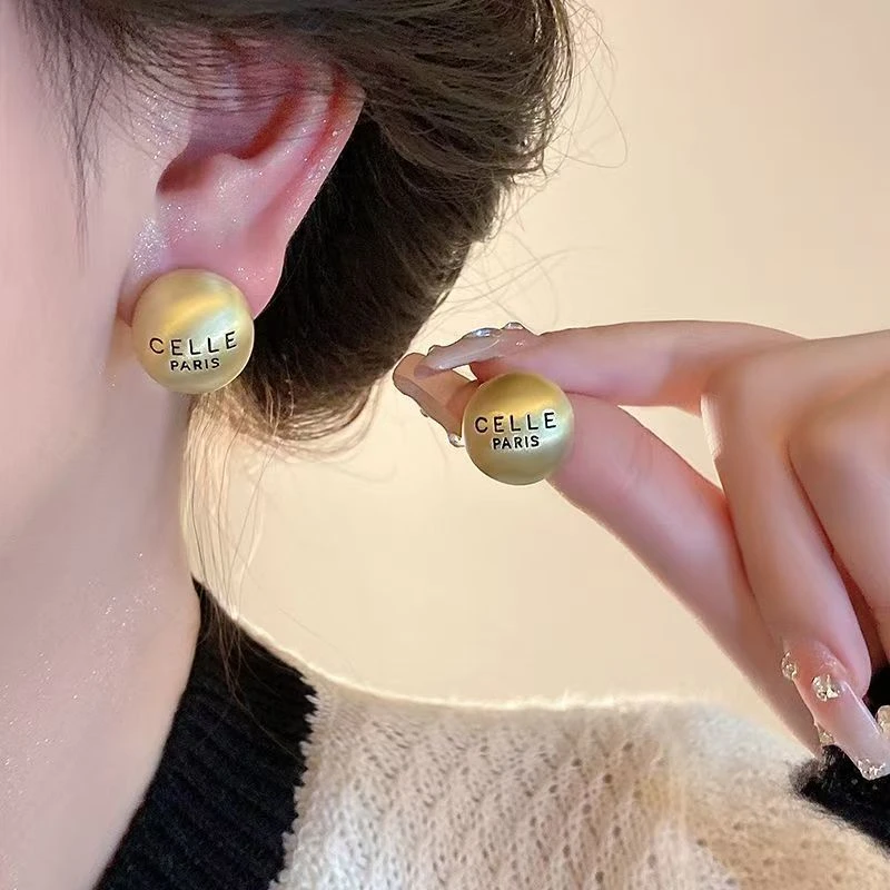 钛钢耳饰 TTTTT磨砂拉丝耳钉女百搭耳环新款潮高级感S