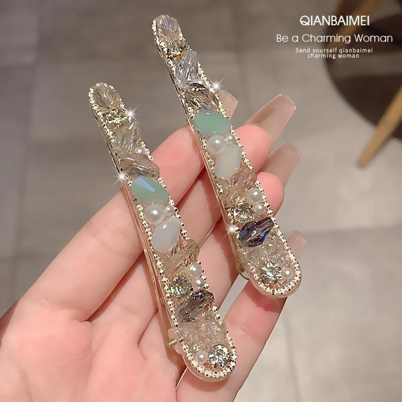 韩版水晶一字夹发夹水钻刘海侧边夹头饰2025新款高级感边夹碎发夹