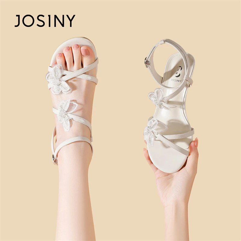 卓诗尼法式绝美女鞋2025新款夏季凉拖蝴蝶结一字扣仙女风度假凉鞋