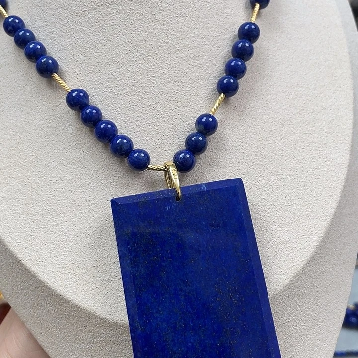 青金石项链银S925镶嵌