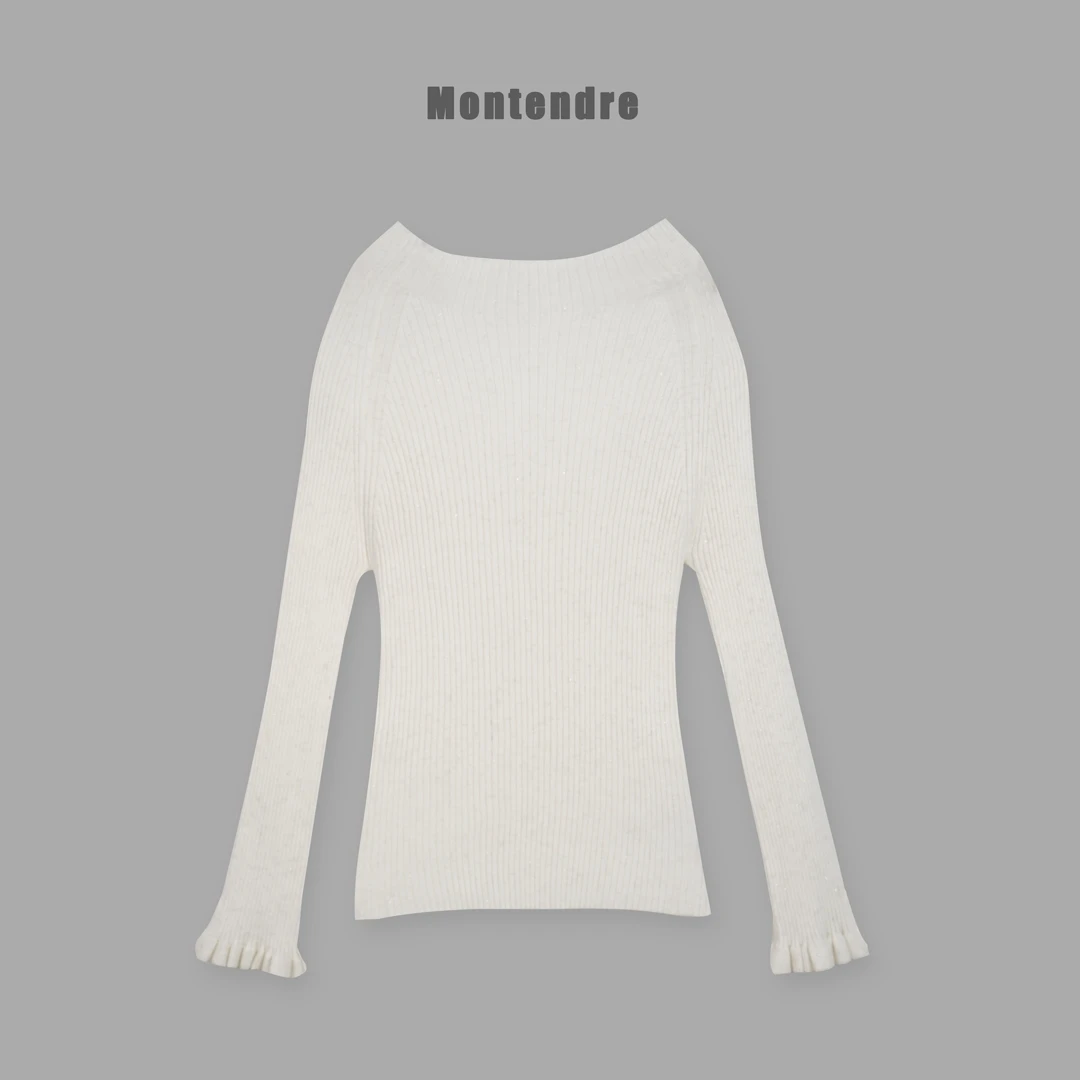 【MonTendre】秋季新款 R 纯色打底毛针织上衣套头衫园领修身时尚