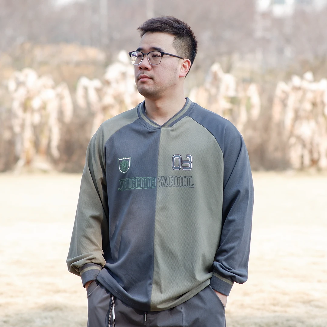 民生铺子春季新款国潮男运动风长袖T恤宽松休闲百搭撞色拼接卫衣