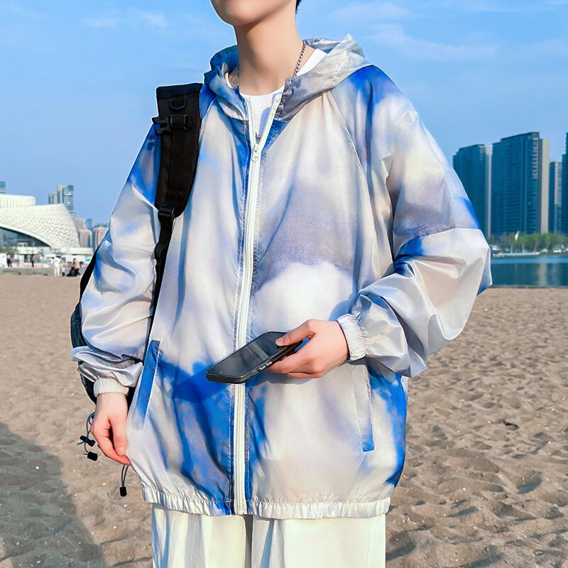 青少年学生夏季新款薄款连帽夹克宽松透气外套休闲韩版户外防晒服