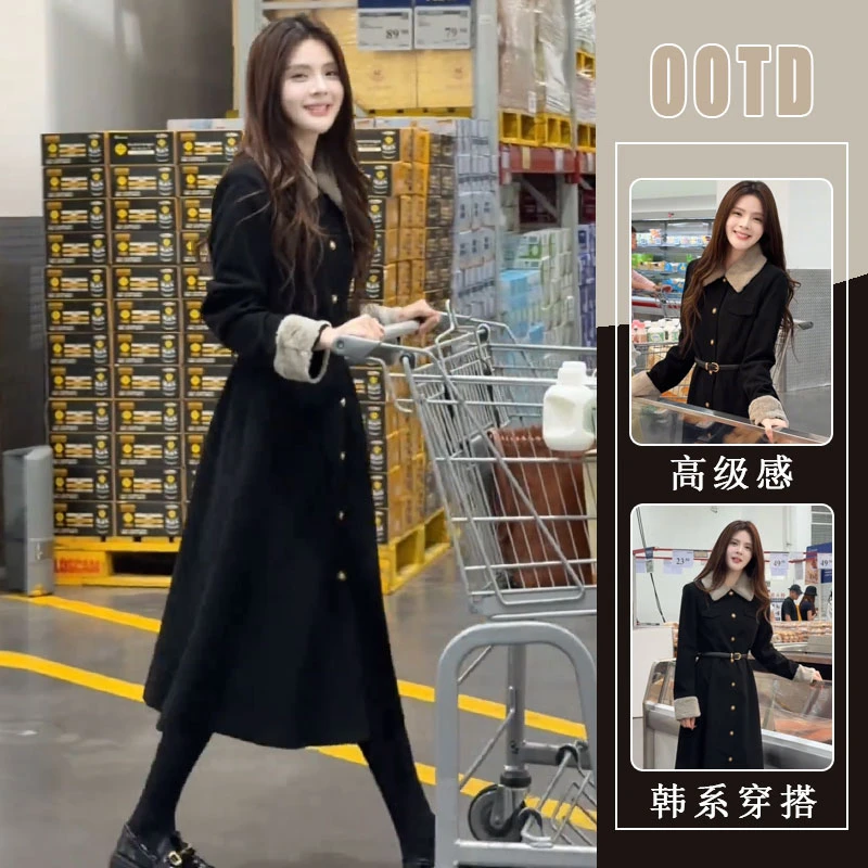 法式黑色连衣裙子女秋冬季2025新款小个子香风长裙高级感穿搭早秋