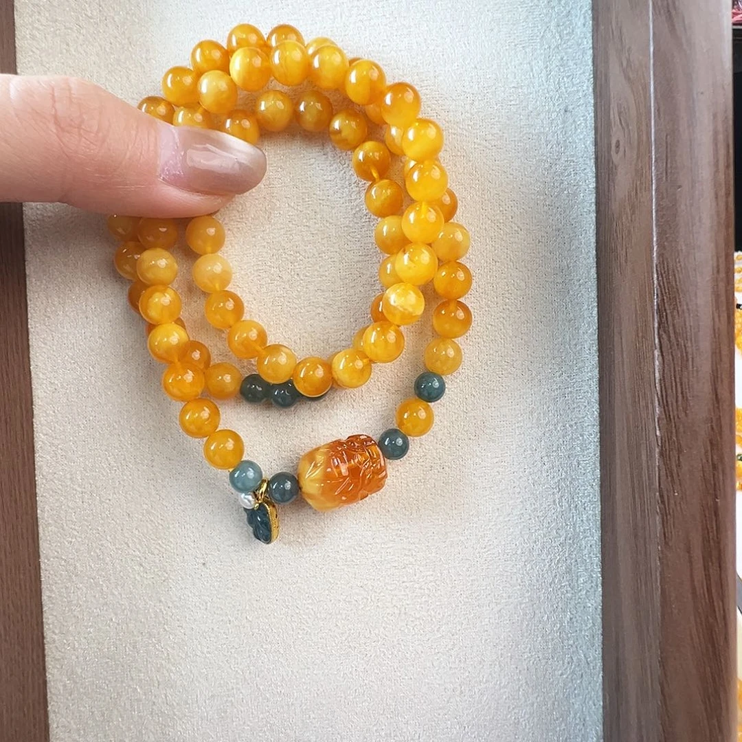 蜜蜡未镶嵌手链7.8mm蜜蜡手串