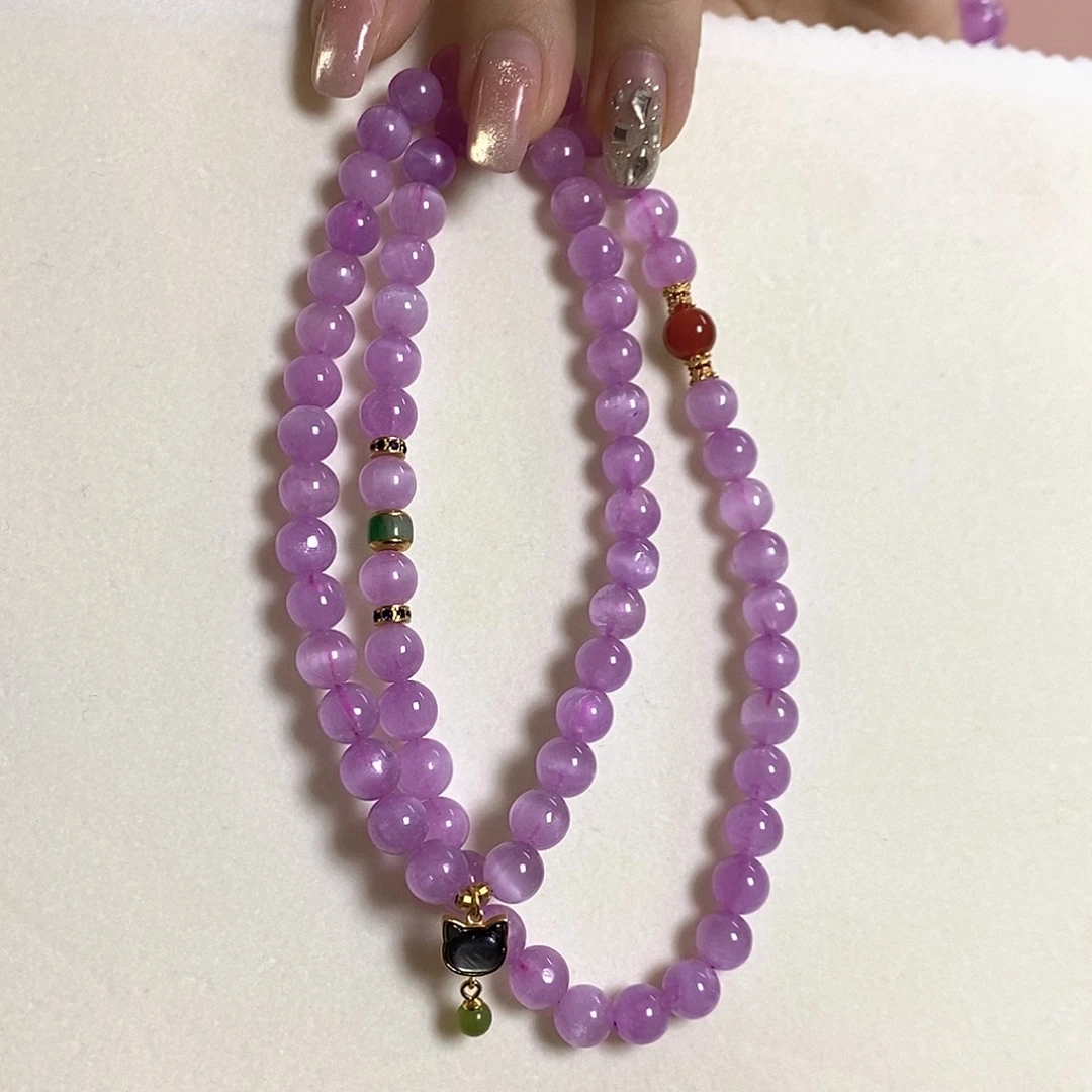 锂辉石紫锂辉高冰收藏级三圈手串7+未镶嵌