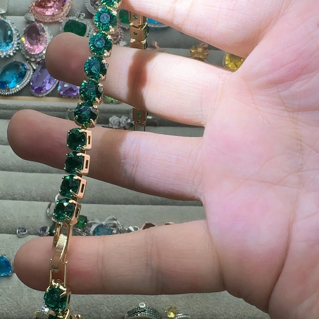 绿水晶戒指银S925镶嵌