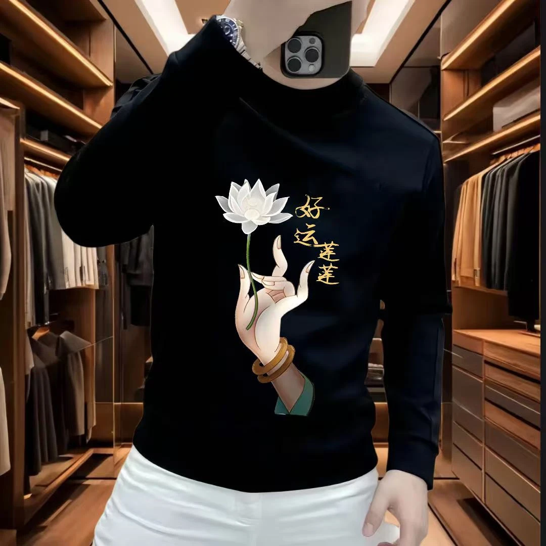 秋冬季新款时尚潮流印花卫衣男士时尚套头圆领长袖休闲百搭上衣