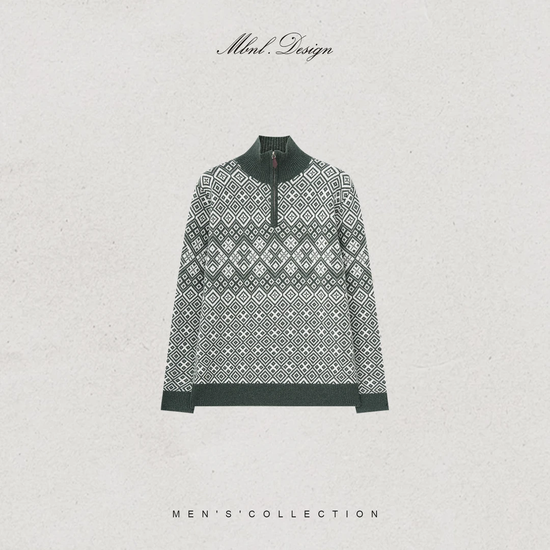 MBNL-F「L.P 圣诞提花」秦磊男装630g羊绒羊毛定织毛衣LL-WSY1246