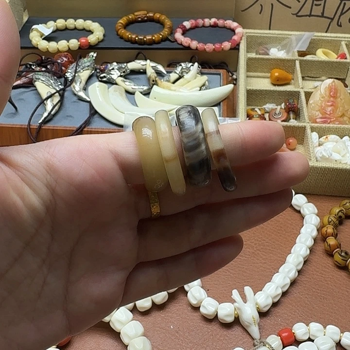 纯铜石英石牛骨戒指