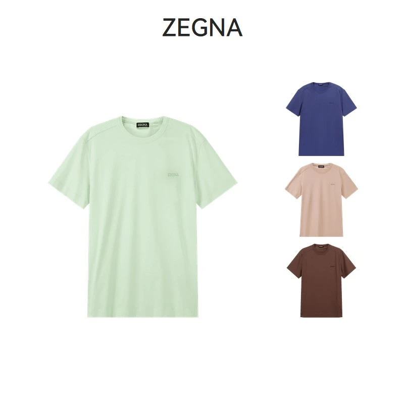 ZEGNA杰尼亚 男士LOGO刺绣圆领短袖T恤 UD360A7 D760