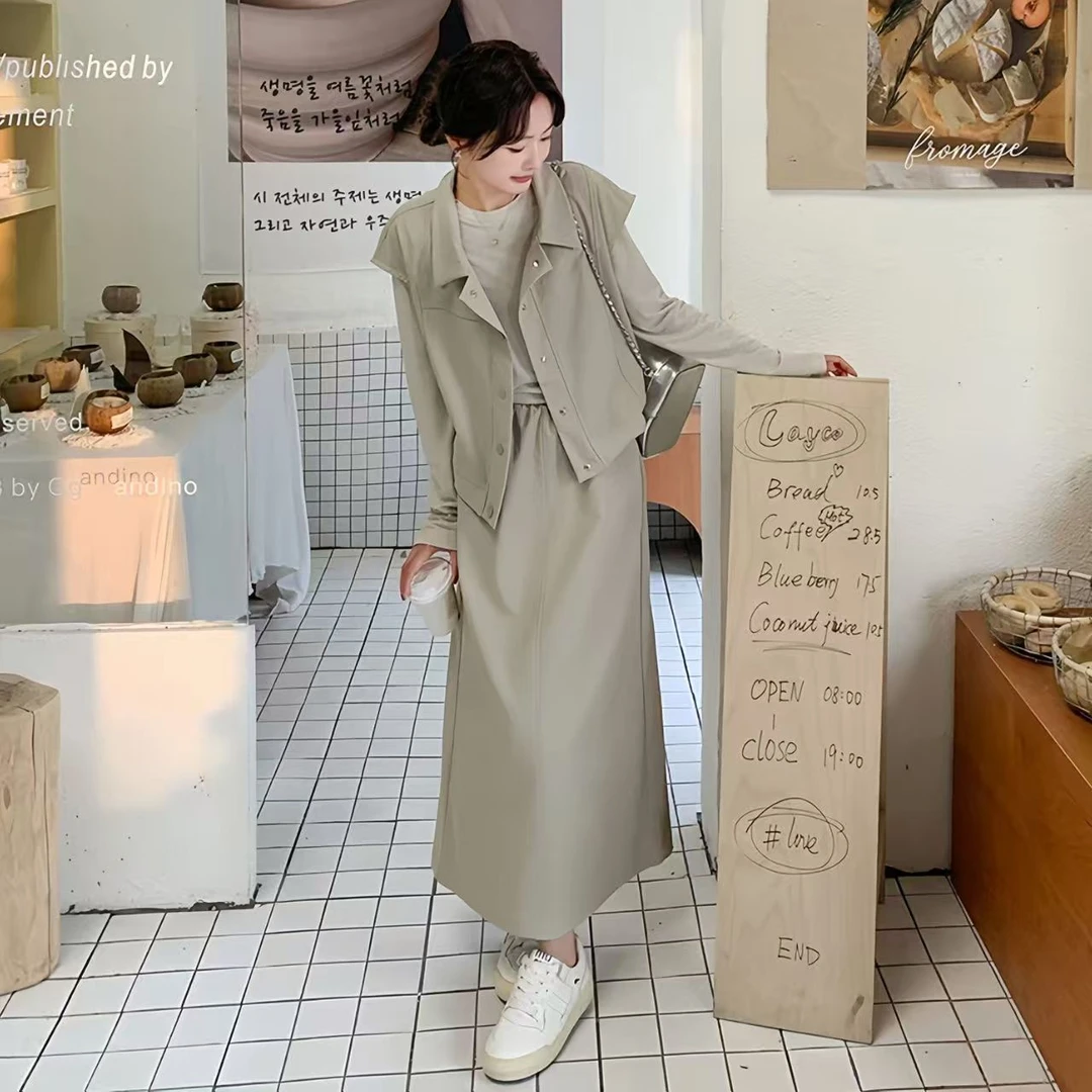 大码胖MM工装马甲时尚半身大码秋装小众炸街高级胖妹妹秋季套装